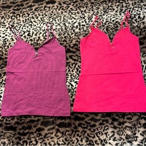 2 Rhinestone Zippered Camisoles by Color Story size S
